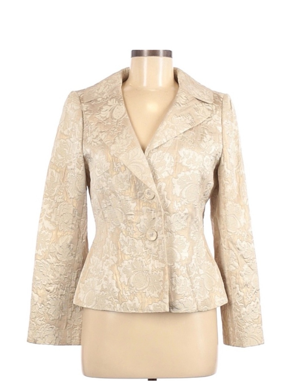 Ann Taylor Beige/Gold Jacquard Tailored Blazer